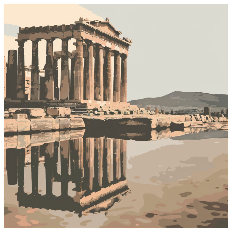 Parthenon Throw Pillow, Architecture Double Sided Pillows, 20 x 20 inches