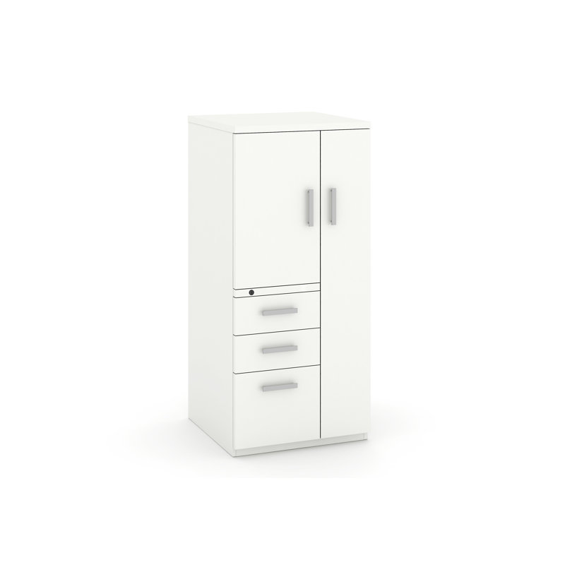 Interra Steel Filing Storage Cabinet with 3 Drawers, Interlock System, Smooth Open-Close,Right, White