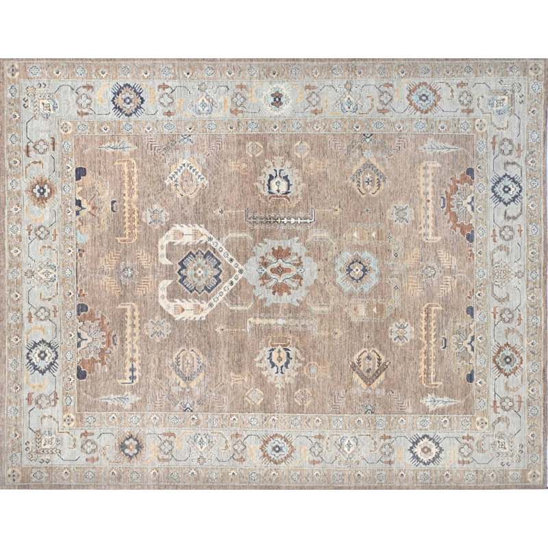 Tapis rectangulaire en laine noué à la main Oushak