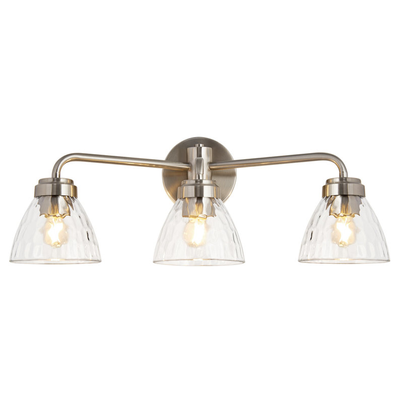 Éclairage pour meuble-lavabo 3 lumières 3 lumières, H 9,85 po x l 22,45 po x P 7,87 po, Nickel brossé, Trois lumières