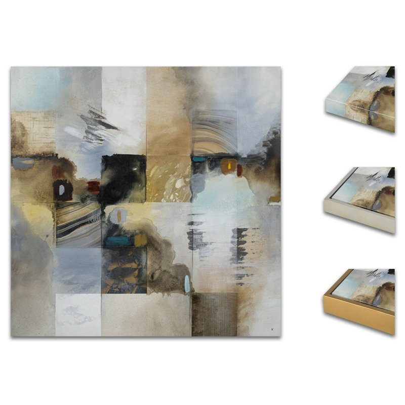 «Sky Sound 1» par Jennifer Hollack Raboin - peinture sur toile, Toile avec cadre argent, H 36 po x l 36 po x P 2,25 po