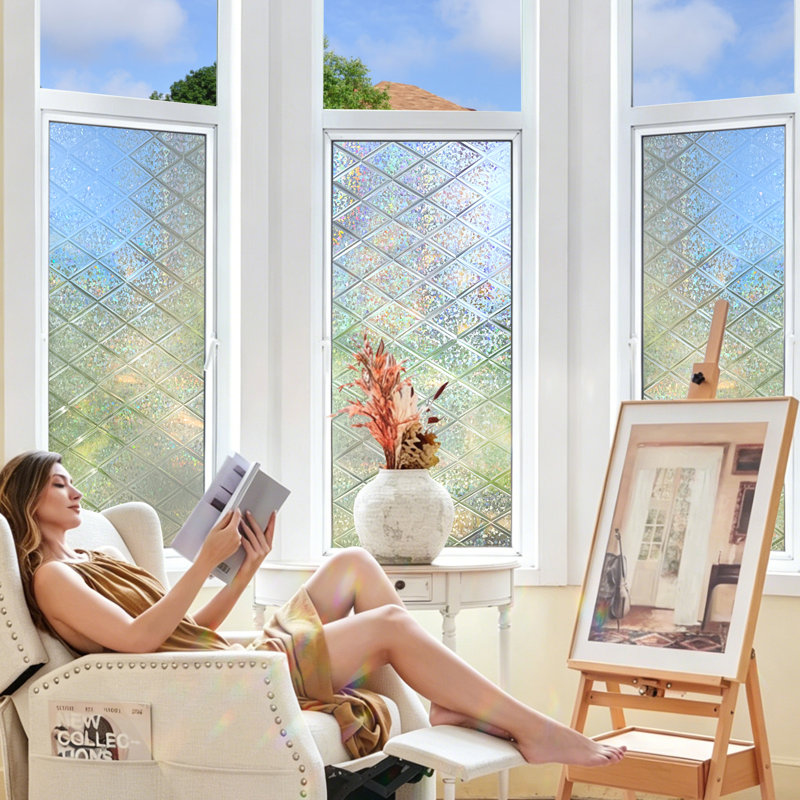 3D Diamond Pattern Decorative Window Decal, 78" H x 23.6" W