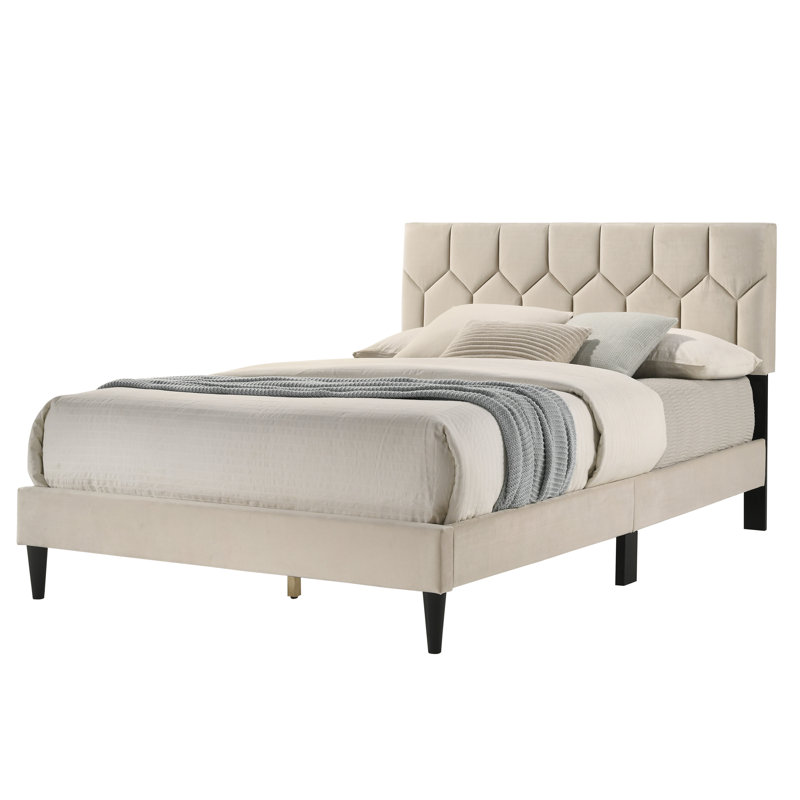 Grimsby Upholstered Double Bed, Beige