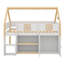 Lit mezzanine bas avec escalier, tablettes intégrées, armoires et éclairage à DEL-532455701