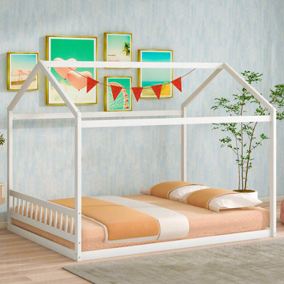 Wooden House Bed With Headboard