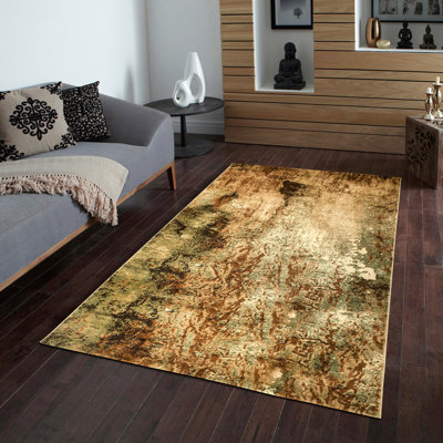 Tapis beige en polypropylène tissé à la machine 2 pi 7 po x 4 pi 11 po Zuzia