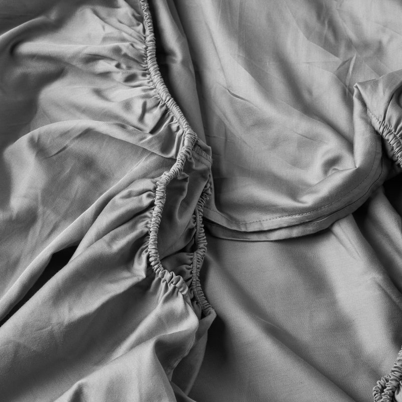 Abrien Sateen Fitted Sheet, Double, Grey