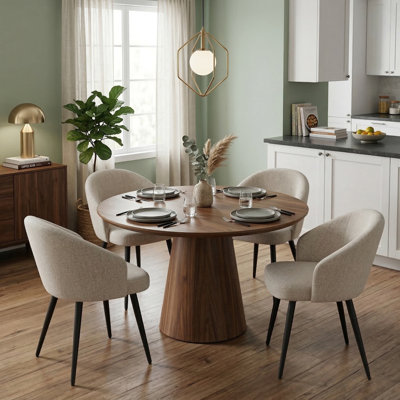 Chaises de salle à manger rembourrées de style Mid-Century, fauteuils à dossier courbé avec pieds en métal pour la cuisine et la salle à manger