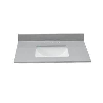 31 Inch Soft Gray Engineered  Marble Vanity Top With Sink & Backsplash