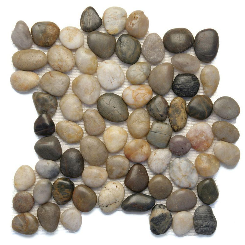 Carreau de mur et de sol à mosaïque mixte 12 po x 12 po Pebble River Rock