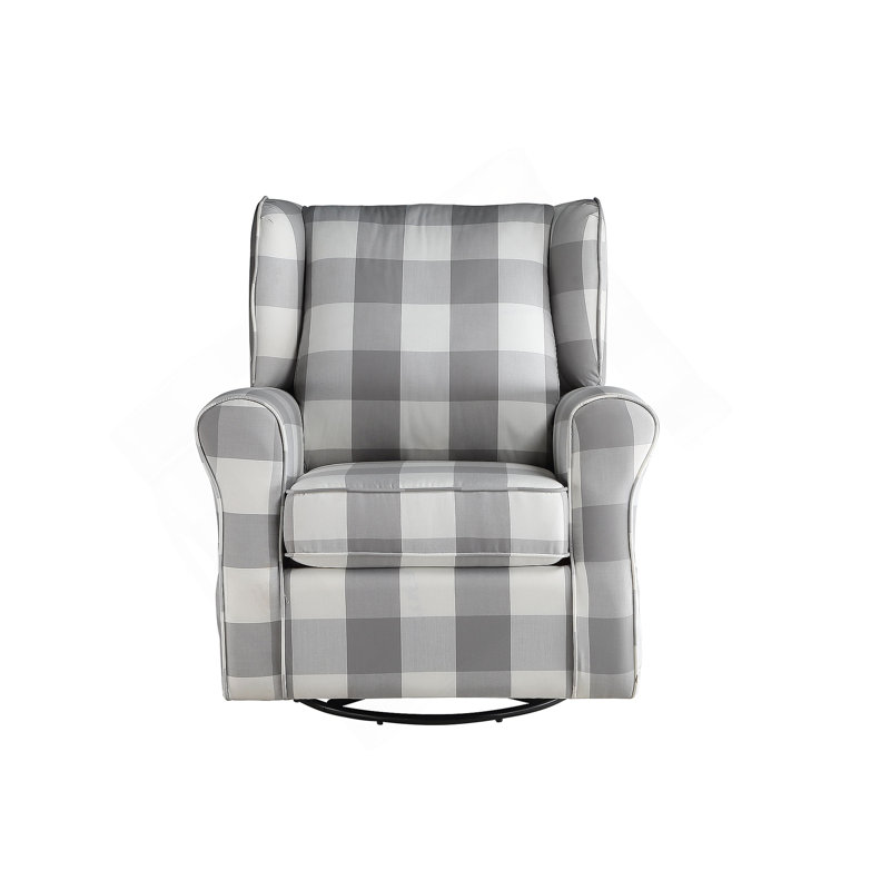 Patli Gray&White Fabric Glider Chair with Swivel