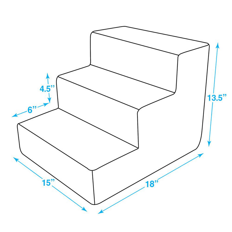 Beige 3-Step Foam Pet Stairs with Paw Print Pattern
