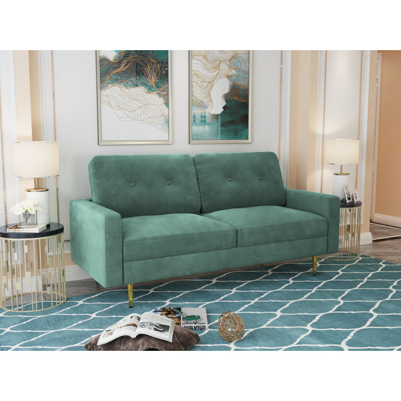 Canapé 70 po en velours 70 po, Turquoise