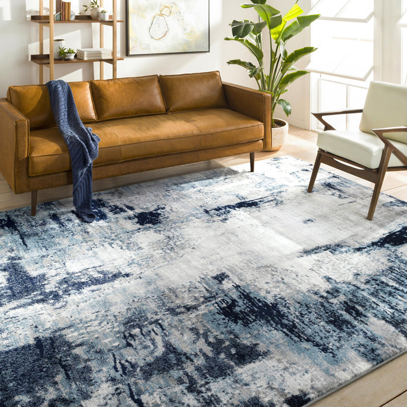 Roudebush Machine Woven Aqua Rug, Rectangle 140 x 200 cm, Black/Grey