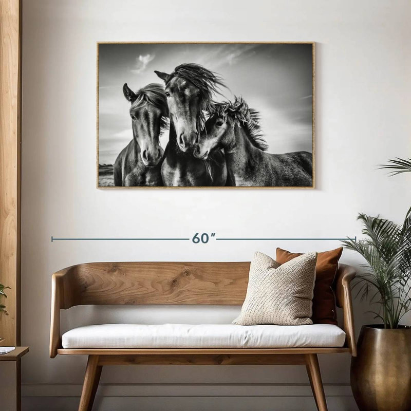Chevaux Lemvig, Cadre flottant en bois naturel, 43 po x 29 po