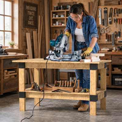 8-Piece Heavy Duty Workbench Bracket Kit for 2x4 Lumber – 3-Way Steel Corner Brackets with Screws for DIY Workbench, Garage Shelving & Work Table Construction