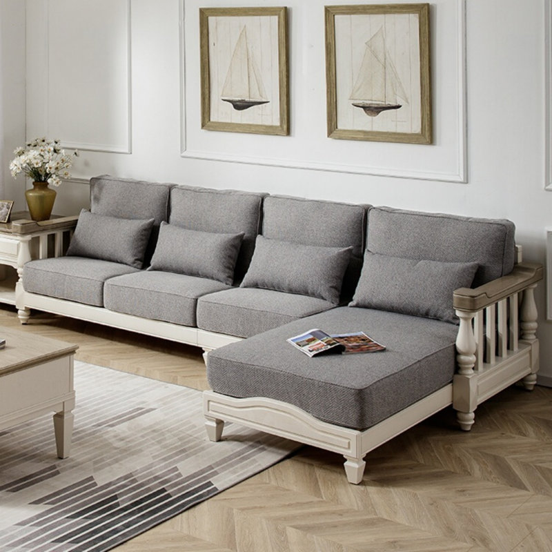Retro Creative Grey Sofa, 36.22" H x 124.02" W x 67.72" D