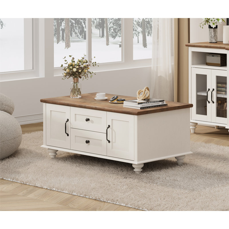 Ensemble de table de salon 3 pièces Adoniah, Brown/White