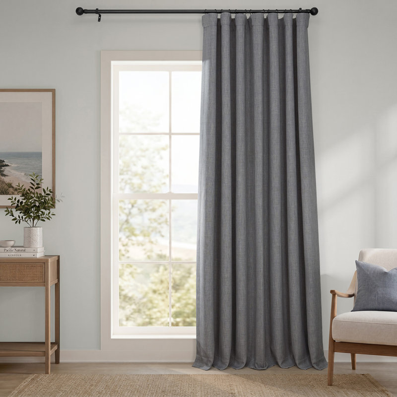 Ottis Faux Linen Room Darkening Curtain Panel, Blazer Gray, 50" W x 84" L