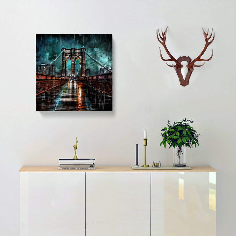 Brooklyn Bridge Digital Art - Print, 35cm H x 35cm W x 3cm D