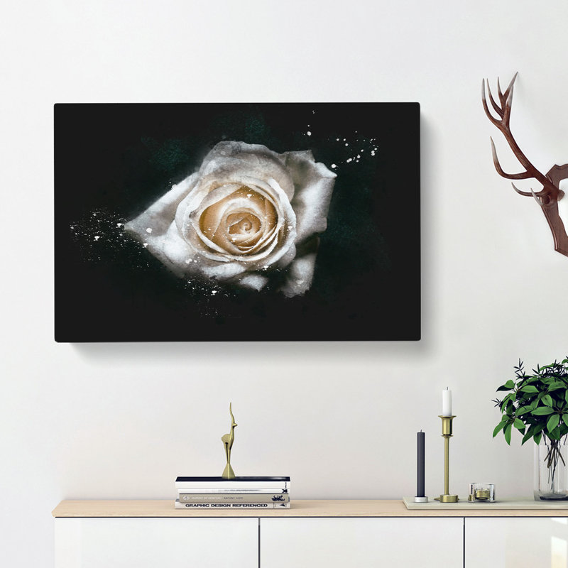 A White Rose - Wrapped Canvas, 35cm H x 50cm W x 3cm D