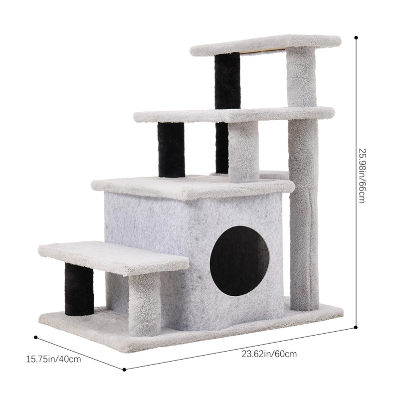 Gray Four-Tier Detachable Pet Ladder
