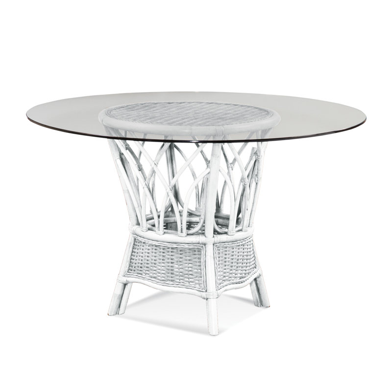 Everglade Round Glass Dining Table, 29.5" H x 48" W x 48" L, Antique Black