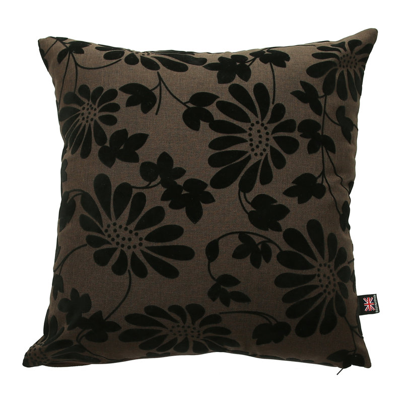 Alta Floral Square Cushion, 55cm H x 55cm W x 24cm D, Brown