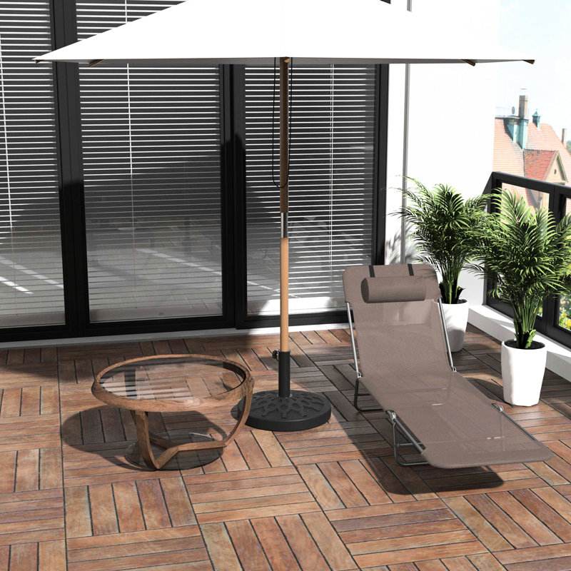 Chaise pliante brune pour l'extérieur, 5 sièges inclinables et respirants en filet avec pour piscine, plage, cour, patio