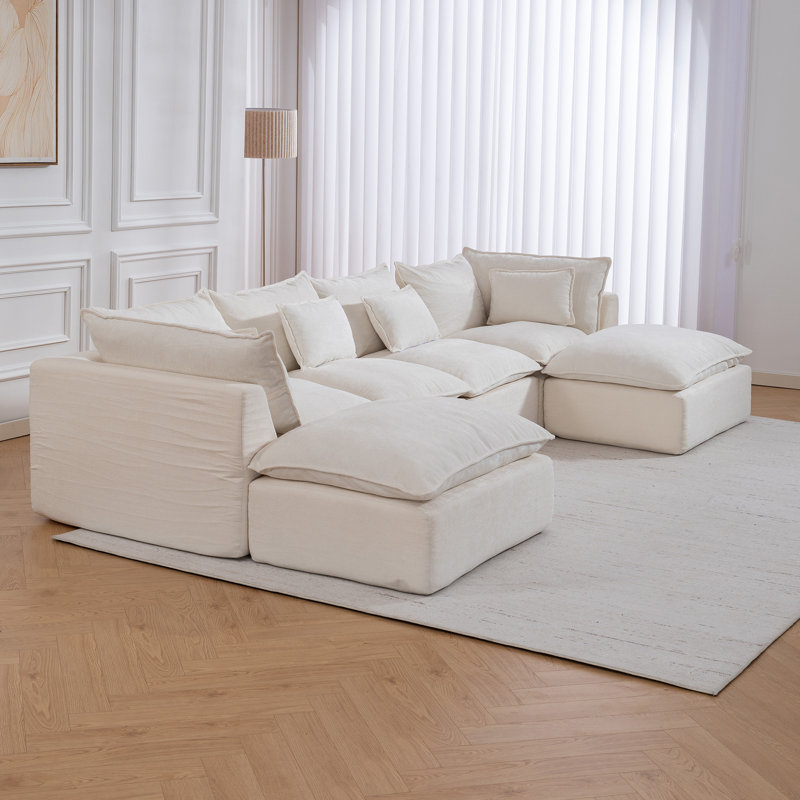 Canapé modulaire en forme de U de Boneless, Crème