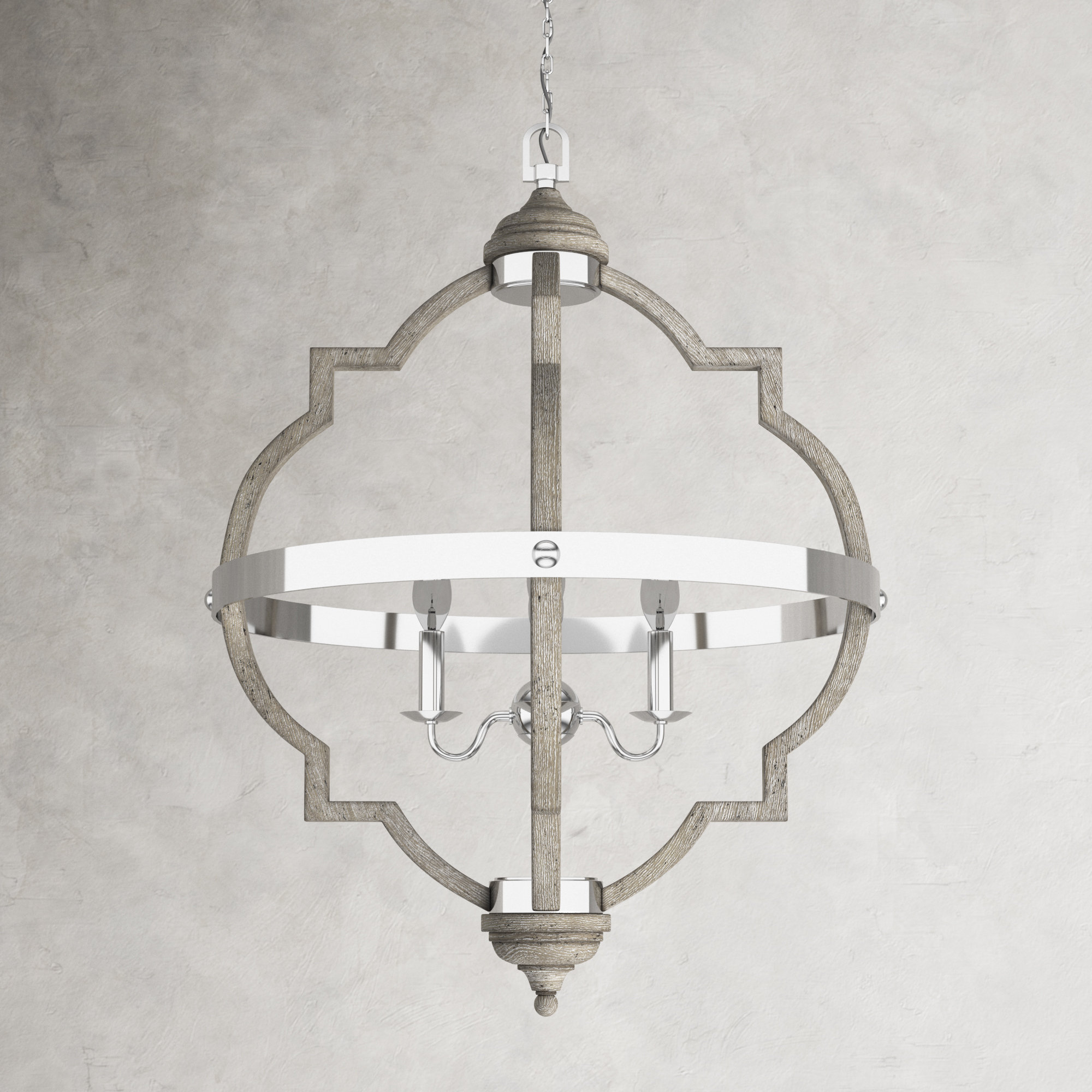 Freemont 4 - Light Metal Dimmable Lantern Chandelier, Not Included, Washed Pine