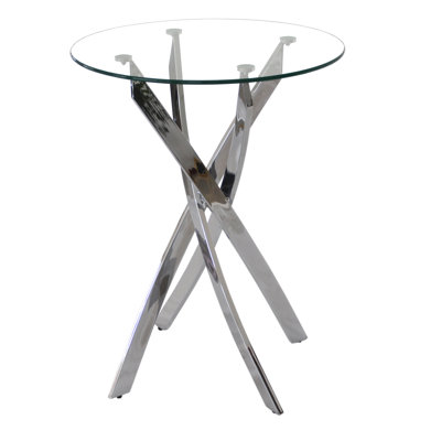 Ison Round Glass Top Metal Base Dining Table