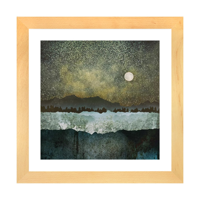 Étoiles - imprimé, H 16 po x l 16 po x p 1 po, Cadre papier naturel