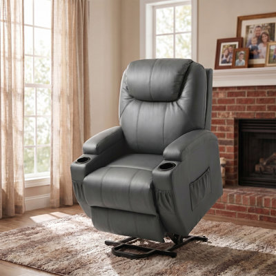 Polyester and Metal Frame Power Lift Massage Recliner 