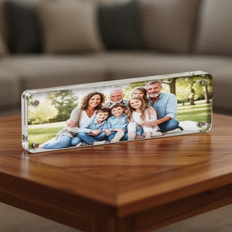 Premium Rounded Clear Acrylic Magnetic Photo Frame, 3" X 11"