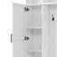 Porte-manteau polyvalent 3 en 1 avec 6 crochets, banc de rangement de style ferme en noyer, étagères réglables et porte-manteau moderne.-1403148385