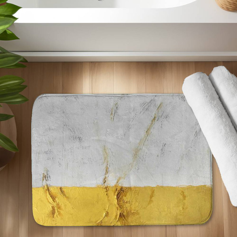 Golden shine Bath Mat with Non-Slip Backing - Quick Dry Memory Foam Bathroom Rug - Absorbent - Modern Plush Spa-Style - Machine Washable