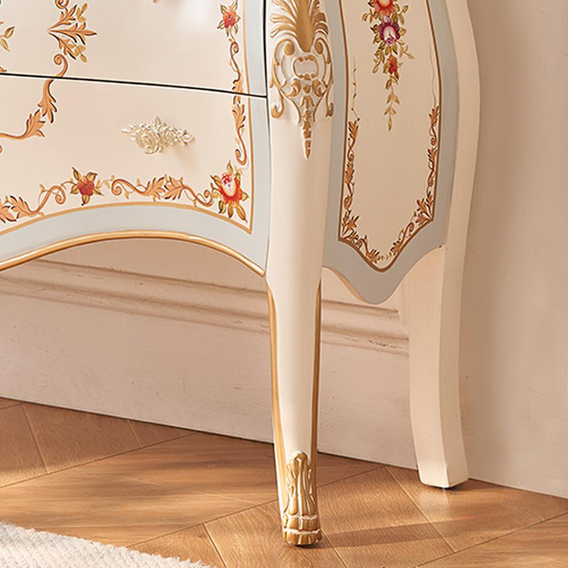 Armoire de hall d'entrée en bois massif de style français French Cream, H 35,40 po x l 39,40 po x P 15,70 po