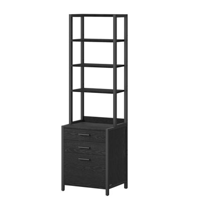 Filing Cabinet With Height-adjustable Open Shelves