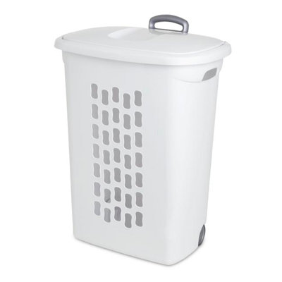 Panier à linge avec roulettes Sterilite Ultra avec couvercle, poignée et roulettes pour faciliter le roulement des vêtements