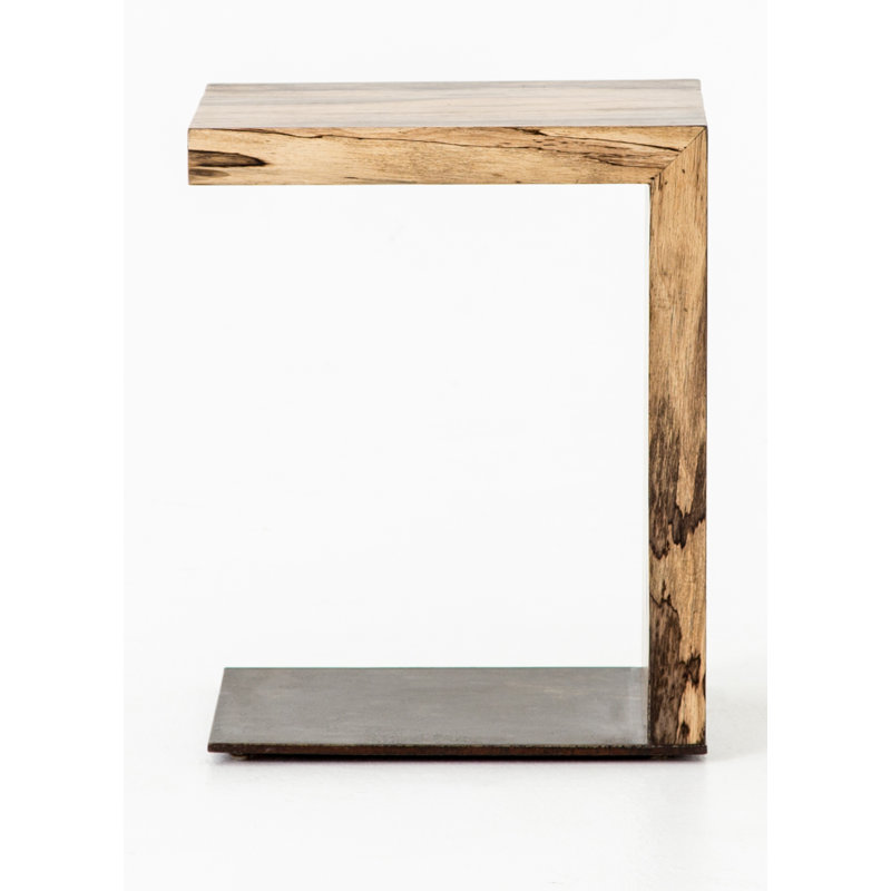 Hudson Solid Wood End Table, Gold Brush
