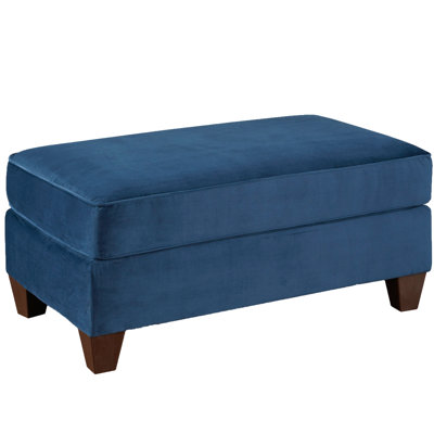 Fabric Cocktail - Navy Blue Covering, High Foam, Legs, Geometric Pattern, Rectangular For Living Room With Welted Trim