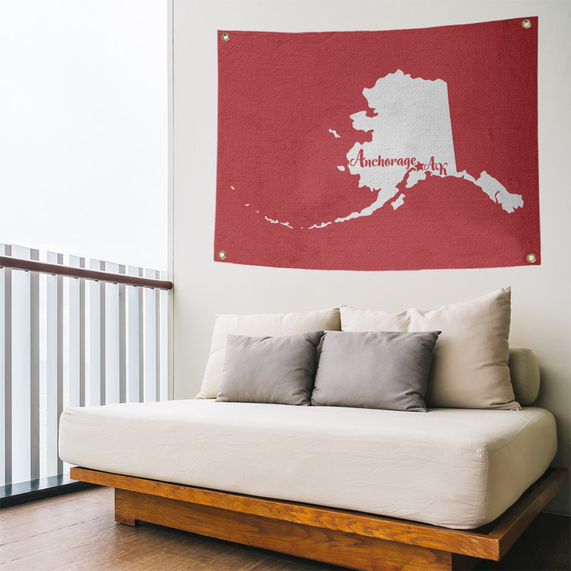 Tapisserie murale alaska ancrage, H 59 po x l 80 po, Rouge