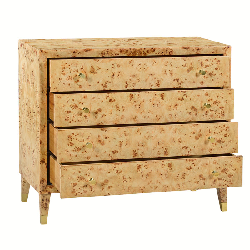 4 - Drawer Dresser, Natural Burl