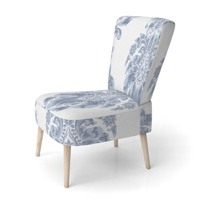 Chaise d'appoint rembourrée Blue Damask