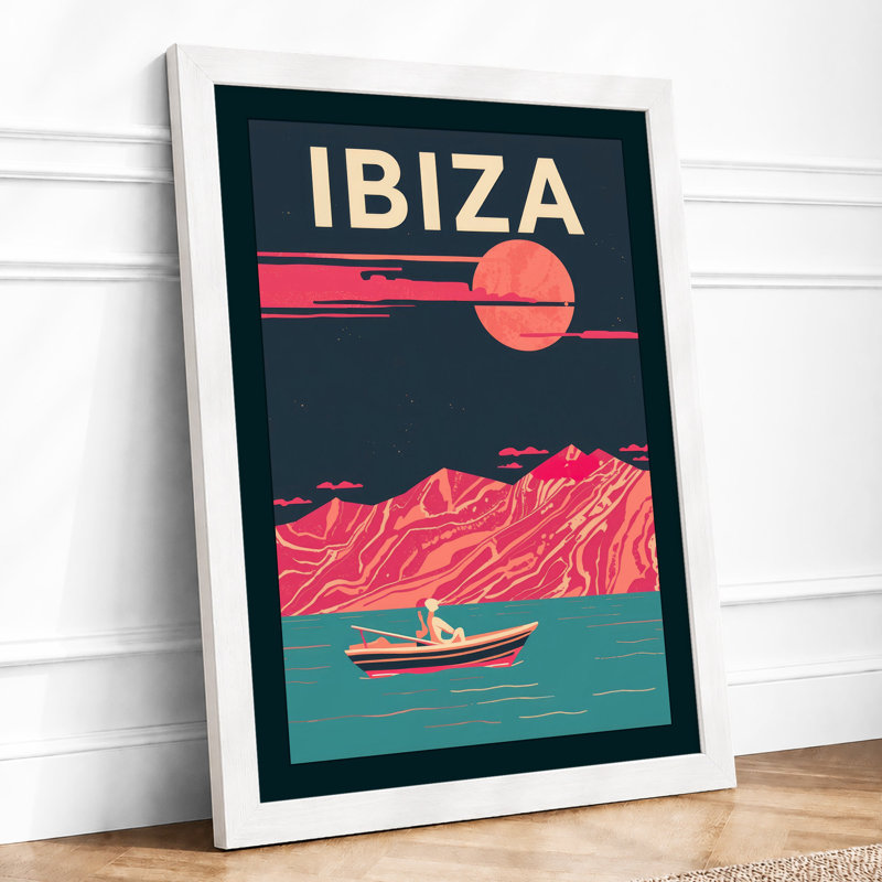 Postcard from Ibiza Retro - Framed Print, A4 - 29.7 x 21.0 cm, White