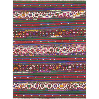 One-of-a-Kind Hand-Knotted 1960s 5'4" x 7'1" Wool Area Rug in Green/Blue/Brown
