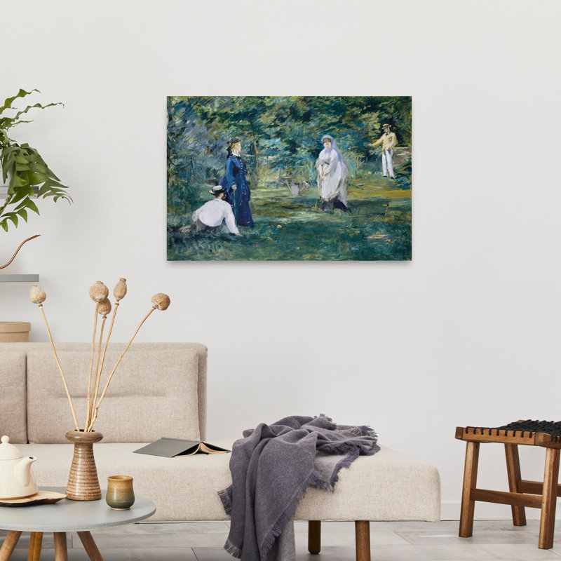 " A Game Of Croquet, 1873 Abstract Contemporary Summer Tree Wall Art Print " by Edouard Manet, H 24 po x l 36 po