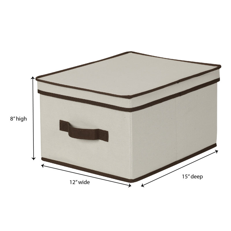 LargeStorageBoxwithLidSoftPoly-CottonCanvaswithReinforcedFrameGenerousStorageCapacityFully-RemovableLidFrontHandleVersatileFoldableandStackablewithCoffeeTrim