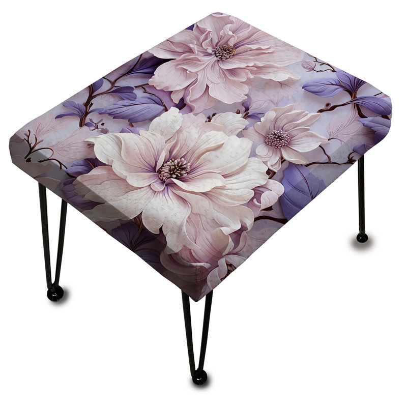 Ethereal Floral Elegance Victorian Pattern II - Floral Rectangle Ottoman